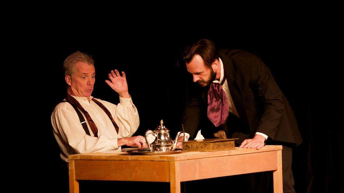 Christopher Rose and Daniel Morgan in How About Cannons? a 10-minute play by David Vazdauskas, directed by Jenny Christian. 