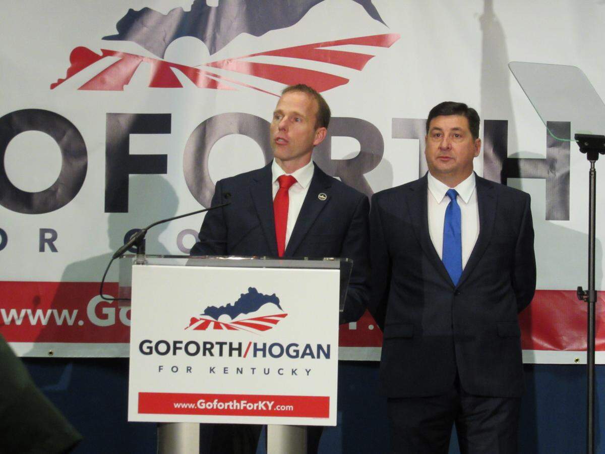 Republican Kentucky Rep. Robert Goforth of Laurel County, left, announced Jan. 8, 2019 he will run for governor with Lawrence County Attorney Mike Hogan, right, on his ticket.