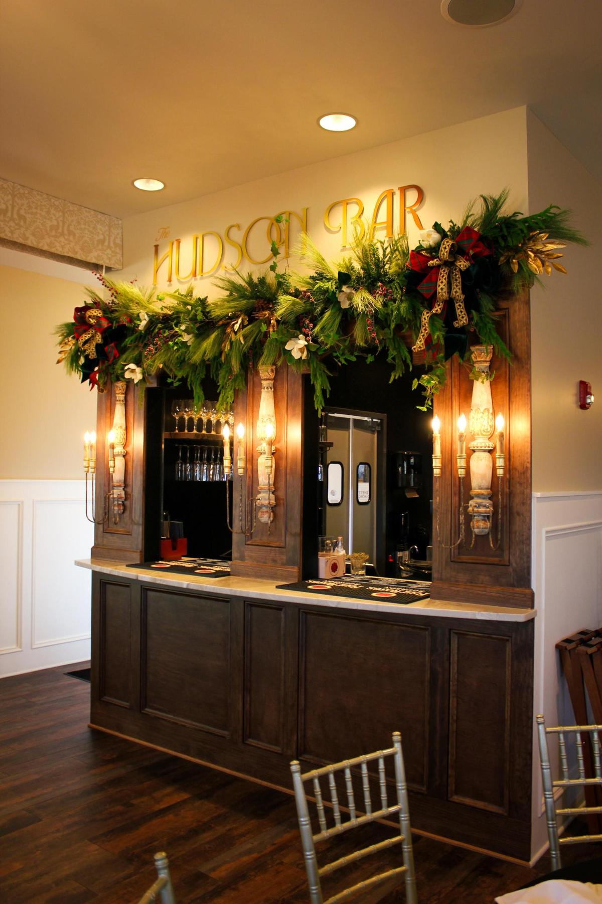 Event space at Carson’s at Andover, the Hudson, is covered with holiday decorations. “We are anticipating higher sales from last year based on the addition of our private room options, and the opening of our Andover location,” said owner Jayme Jackson Fichtner.
