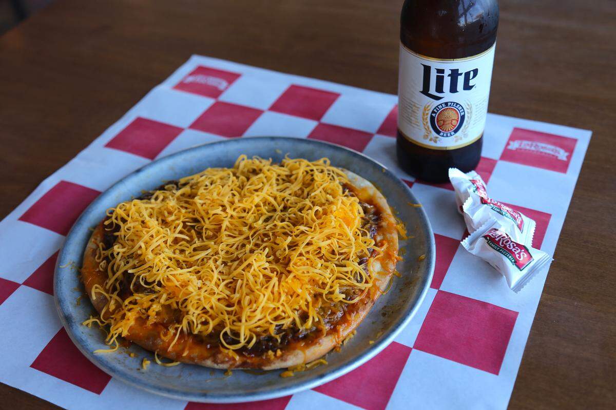 LaRosa’s is offering a Skyline Chili pizza that you can top with mustard and onions for real hot dog flavor.