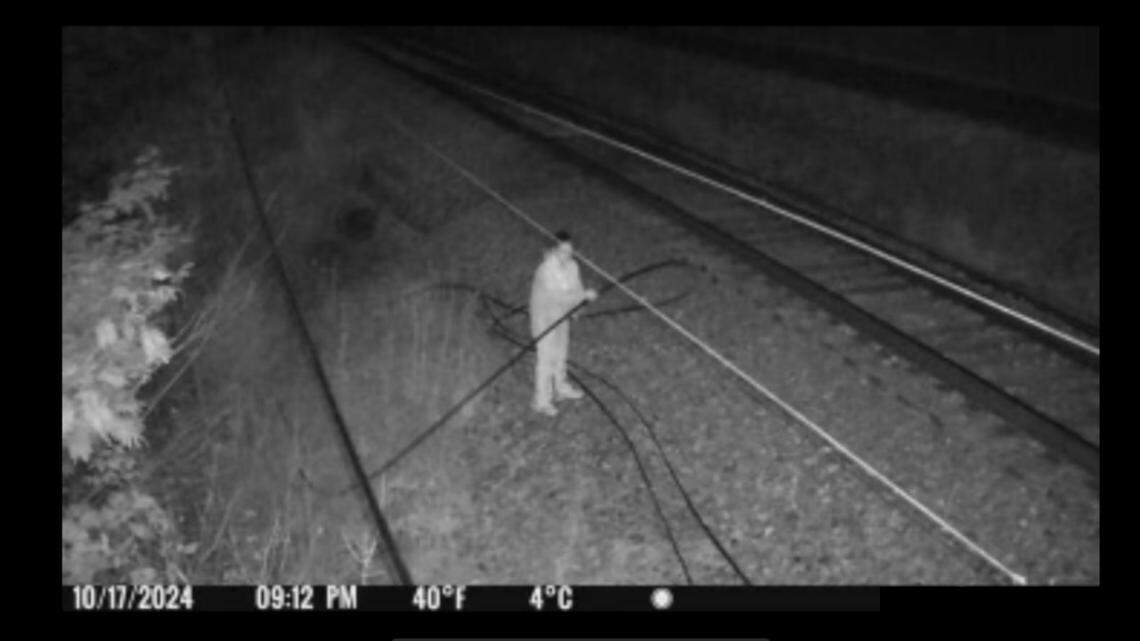 A camera caught this image of a person stealing wire from a Kinetic line in Perry County in October. Such thefts have gone up in Kentucky by thieves seeking copper to sell.