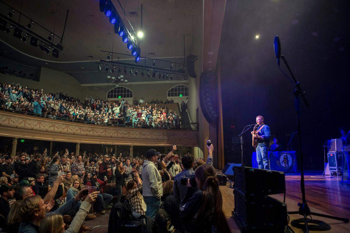 Tyler Childers is applauded by a sold-out crowd Friday, Feb. 7, 2020, at the Ryman Auditorium in Nashville, Tenn. Childers is in the middle of a two-weekend residency on the famous stage. The Lawrence County, Ky., is headlining at the iconic institution for the first time with support from long-time stars, such as Marty Stuart and Ricky Skaggs.