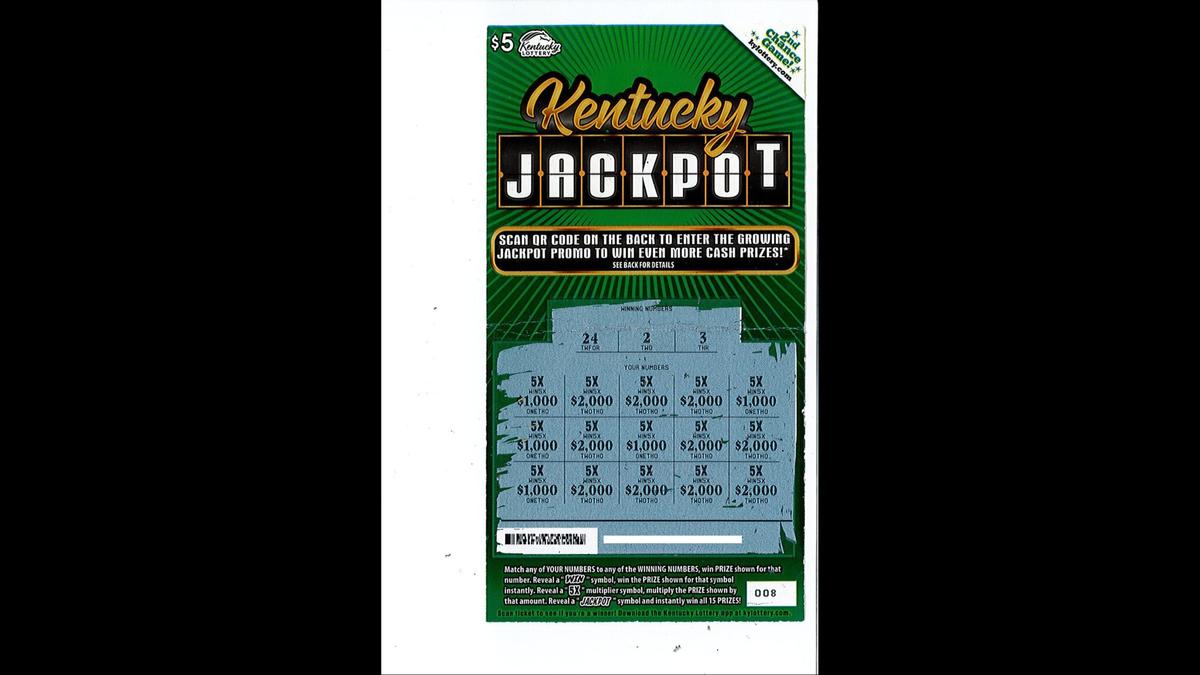 Rohith Kandula's winning Kentucky Lottery ticket was covered in "5x" symbols, meaning the prize amount is multiplied five times.