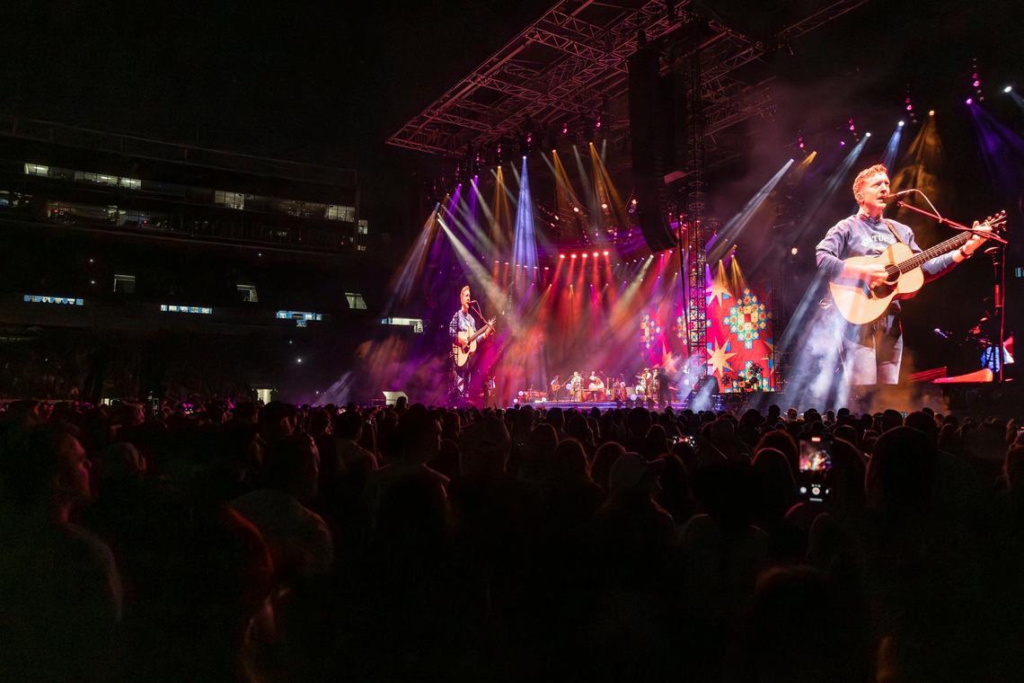 Tyler Childers performs at Kroger Field in Lexington, Ky., during his “On the Road” tour on Saturday, April 19, 2025.