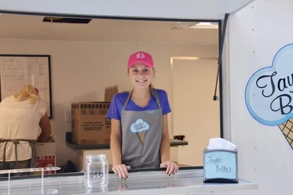 Taylor Cook in her first ice cream pop-up truck at a summer concert in Frankfort in June 2016.