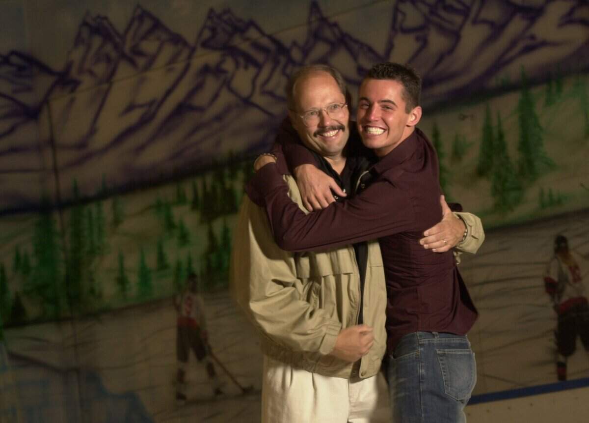 From 2002: Father and son team Dennis, left, and Andrew Hyde in the Lexington Ice Center.