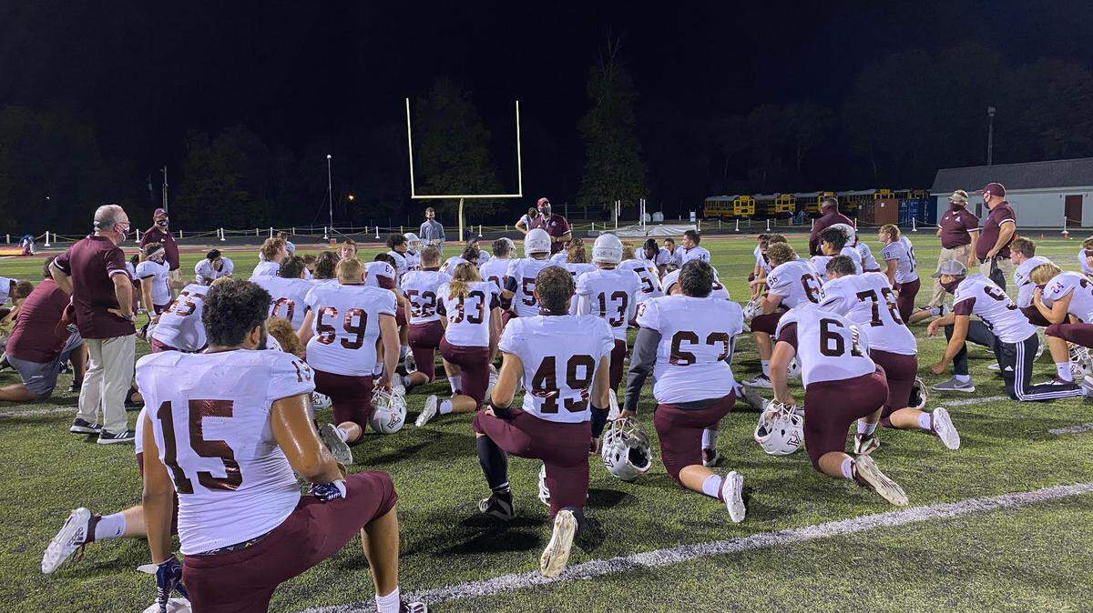Ashland Blazer head coach Tony Love addressed his team after its 44-6 win at Bourbon County on Friday night.