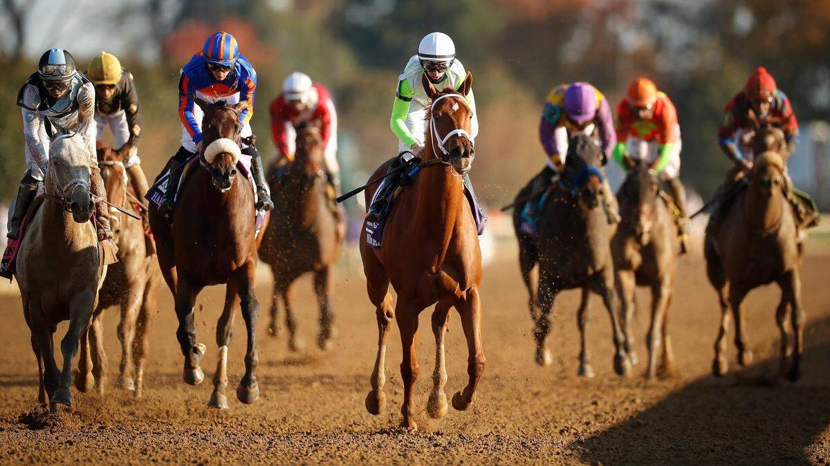 Monomoy Girl with Florent Geroux up, wins the Longines Distaff during the second day of the Breeder’s Cup World Championships at Keeneland in Lexington, Ky., Saturday, November 7, 2020.
