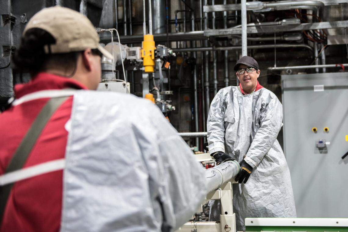 The last weapon in the nation's chemical weapons stockpile, an M55 rocket containing GB nerve agent, was placed on a conveyor so that it could be destroyed at the Blue Grass Chemical Agent-Destruction Pilot Plant July 7, 2023.