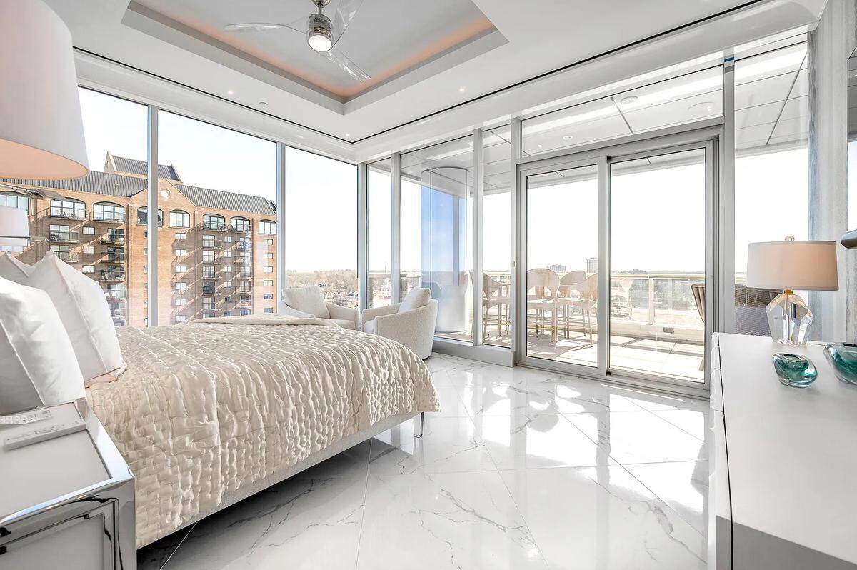 The view from one of three bedroom suites at 103 South Limestone No. 1150. This nearly 6,000 square foot condominium in downtown Lexington’s City Center has marble flooring all throughout and other high-end features. It’s currently for sale for $5 million. Note: Photos used with permission of seller’s representative.