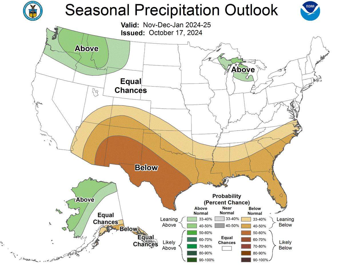 Kentucky has equal chances of below or above normal precipitation amounts, according to a 2024 outlook from the Climate Prediction Center.