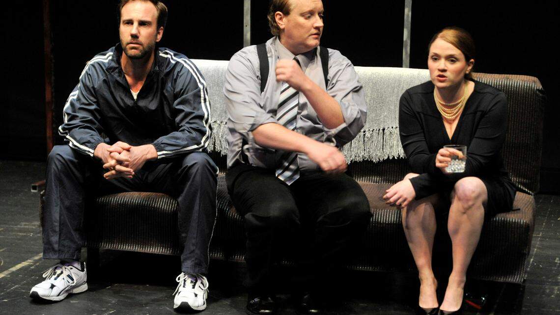 Peter Kelly, left, plays Burton, Spencer Christensen is Larry and Ellie Clark is Anna in the Lanford Wilson play Burn This.