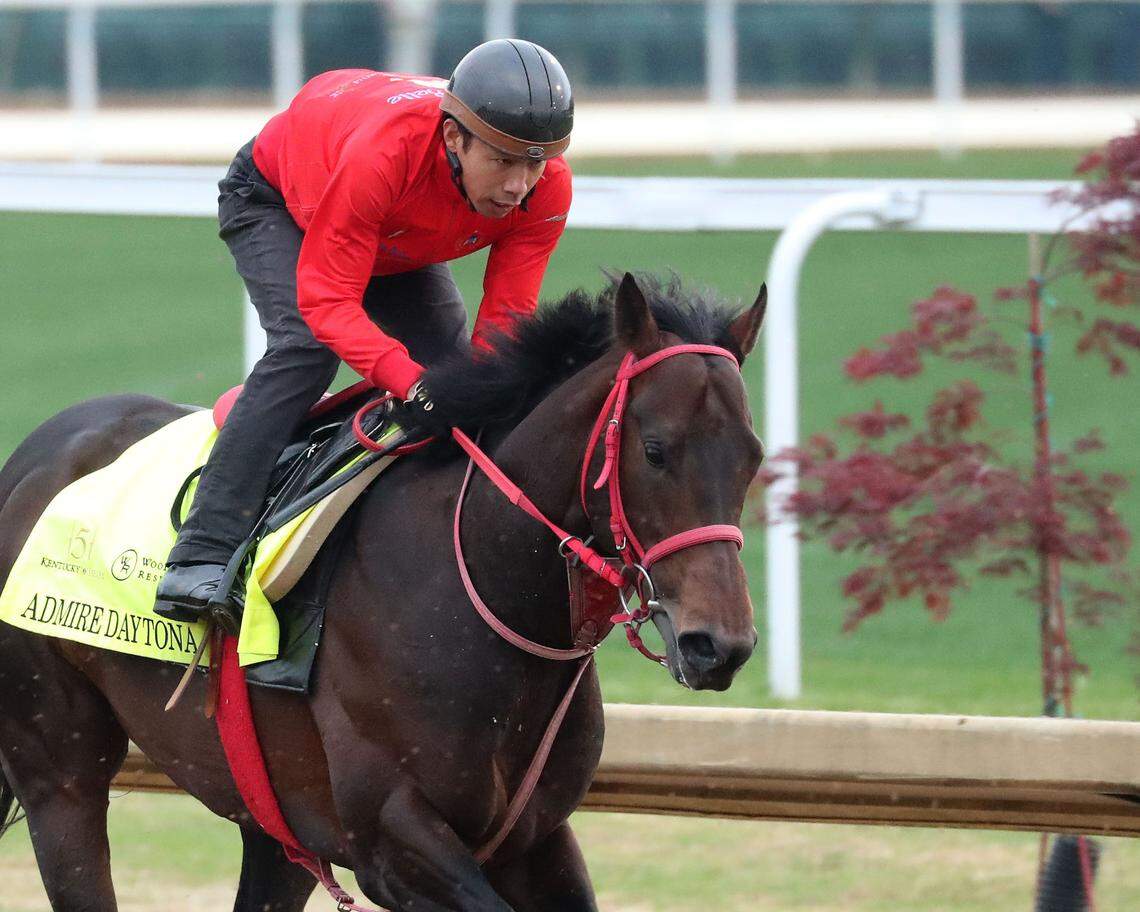 Kentucky Derby hopeful Admire Daytona gallops at Churchill Downs in Louisville on Saturday, April 26, 2025.