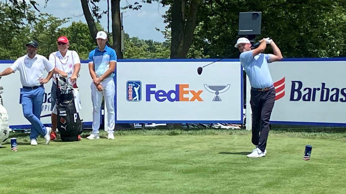 Former University of Kentucky golfer and current UK assistant coach Chip McDaniel tees off his opening round at Keene Trace Golf Club in Nicholasville on Thursday. McDaniel totaled a 145 (1 over par) for the first two rounds and missed the cut.