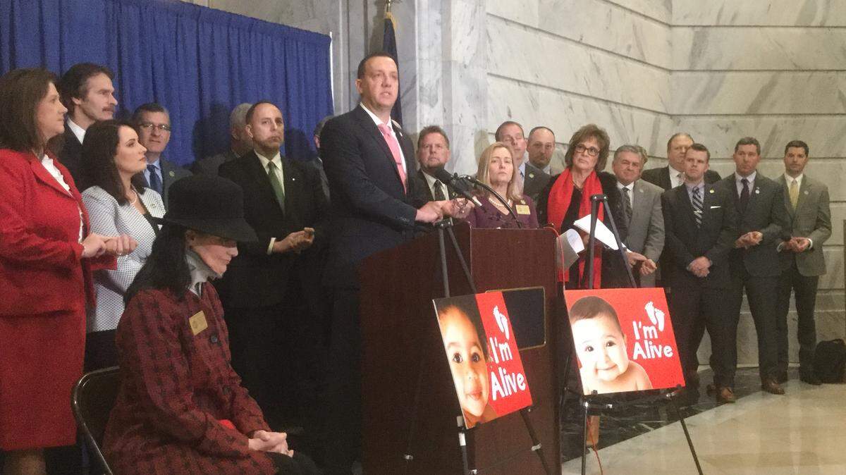 State Sen. Mike Castlen, R-Owensboro, spoke at a January news conference for the Kentucky legislature’s pro-life caucus. - John Cheves