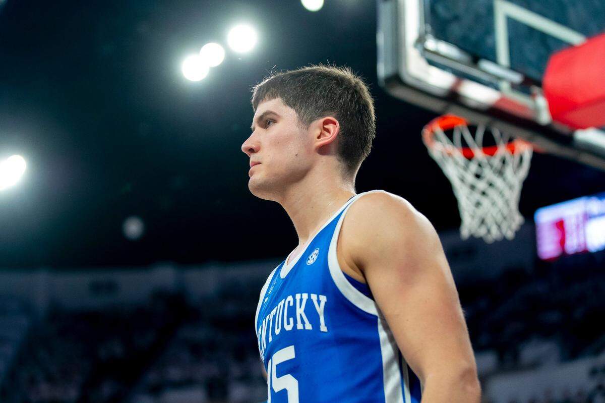 Former Kentucky guard Reed Sheppard (15) was chosen in the first round of Wednesday night’s NBA draft.