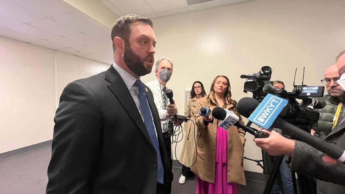 House Bill 551 sponsor Rep. Michael Meredith, R-Oakland, addresses questions from reporters on Wednesday.