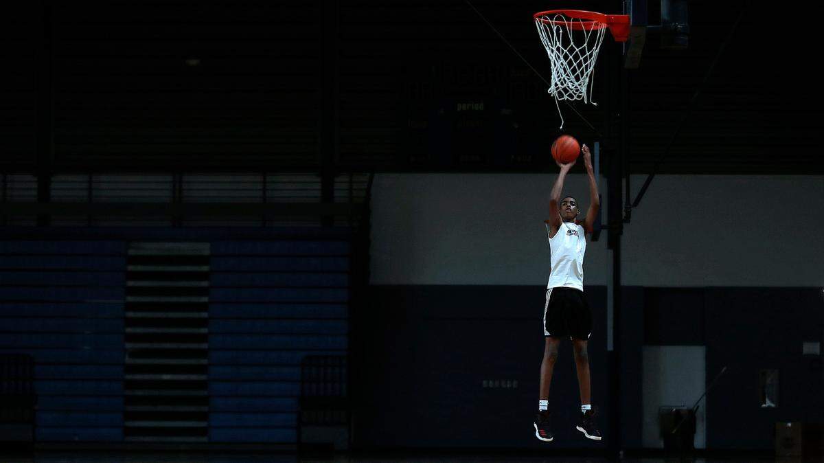 Emoni Bates, during basketball practice in Ypsilanti, Mich., in 2017. Bates, the top-ranked player in high school basketball, was already being followed nationally when he was just 13 years old.