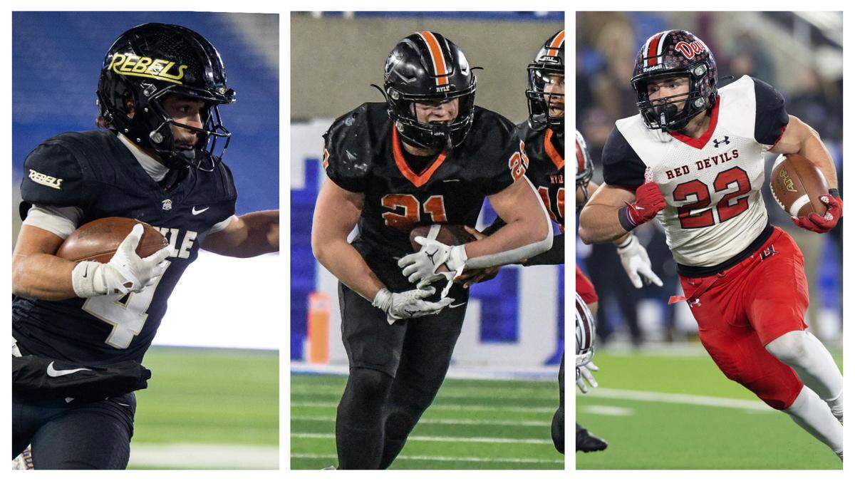 Boyle County’s Ji’Dyn Smith-Hisel, left, Ryle’s Jacob Savage, center, and Owensboro’s Evan Hampton are three of the nine finalists for the Kentucky Football Coaches Association’s annual Mr. Football award honoring high school football’s most outstanding senior.