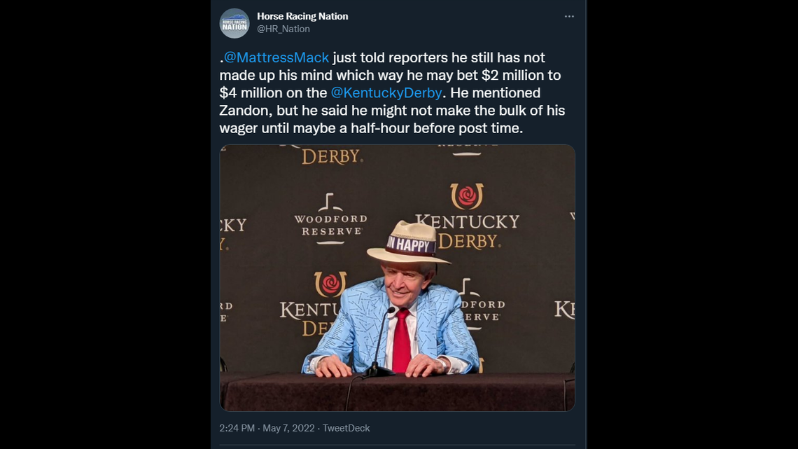 Here’s how much money ‘Mattress Mack’ wagered in Kentucky Derby