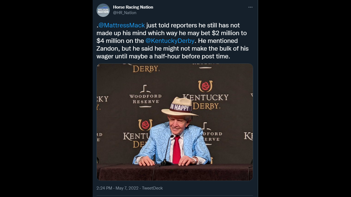 Here’s how much money ‘Mattress Mack’ wagered in Kentucky Derby