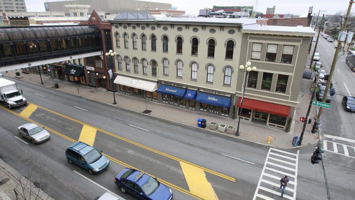 Victorian Square at West Main and North Broadway in Lexington, Ky., Friday, April, 3, 2009. Victorian Square will soon be basically designated an entertainment district so people can from one bar inside Victorian Square to another with open containers.