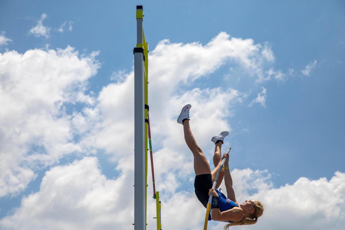 Lafayette’s Sarah Ferguson won her second straight Class 3A pole vault title on Saturday.