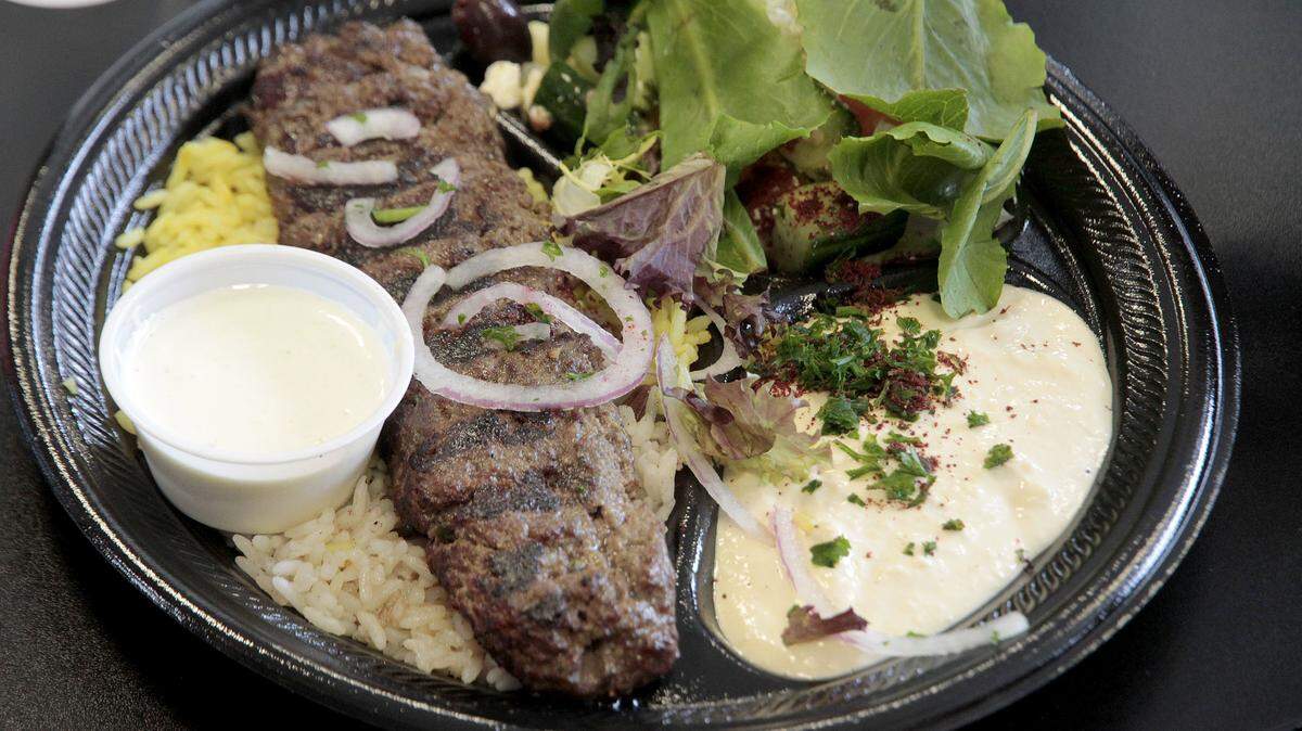 Lamb kebab dish served at Sahara Mediterranean Cuisine on Friday, Sept. 9, 2011 in Lexington, Ky.  Photo by David Perry  |  Staff