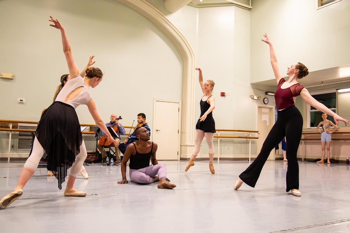 Dancers rehearse routines in preparation for the 50th anniversary season of the Lexington Ballet performance with cellist Ben Sollee and Lexington Philharmonic string quartet.