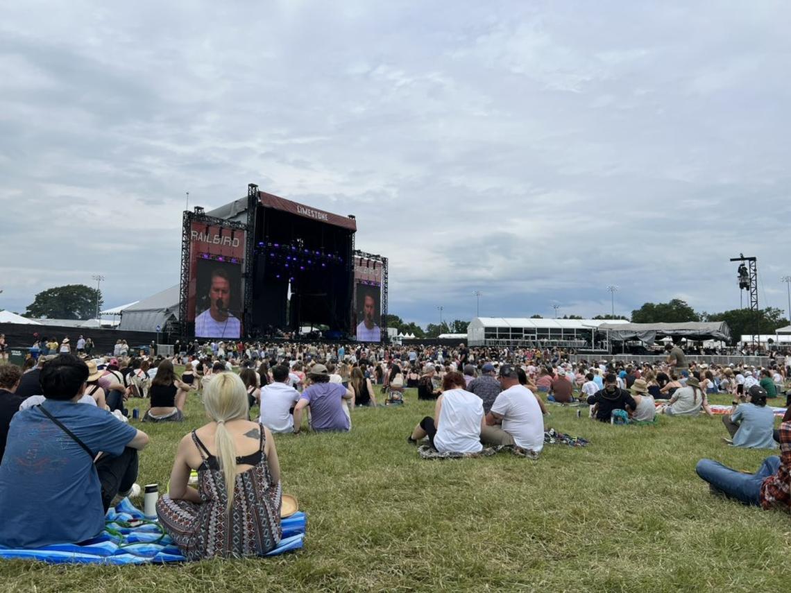 The early-afternoon crowd for Railbird at the Red Mile takes in Ryan Beatty, who was performing for the first time in Kentucky on Saturday.