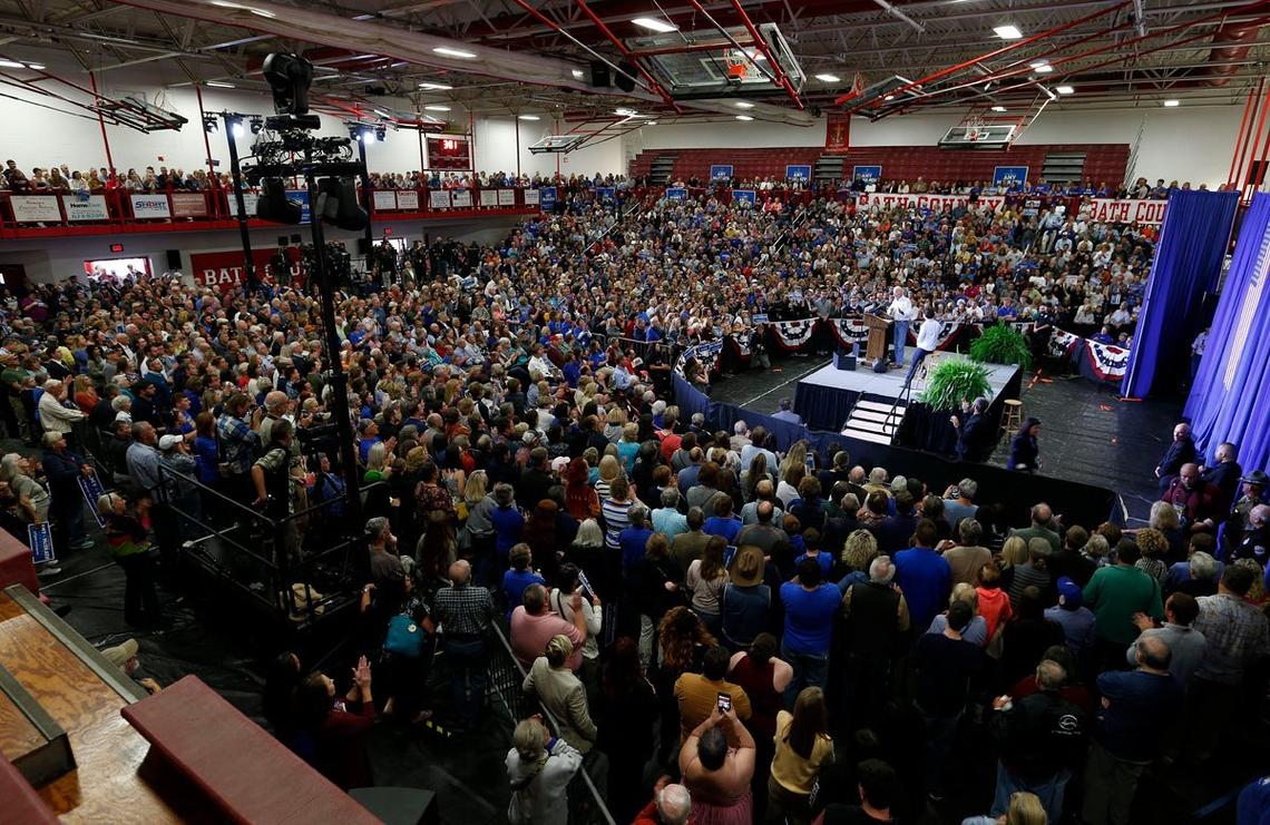 Former Vice President Joe Biden appeared with 6th Congressional District Democratic candidate Amy McGrath Friday afternoon at a fish fry held in the Bath County High School gymnasium in Owingsville, Ky. Biden was campaigning for McGrath, who is running against Republican incumbent U.S. Rep. Andy Barr.