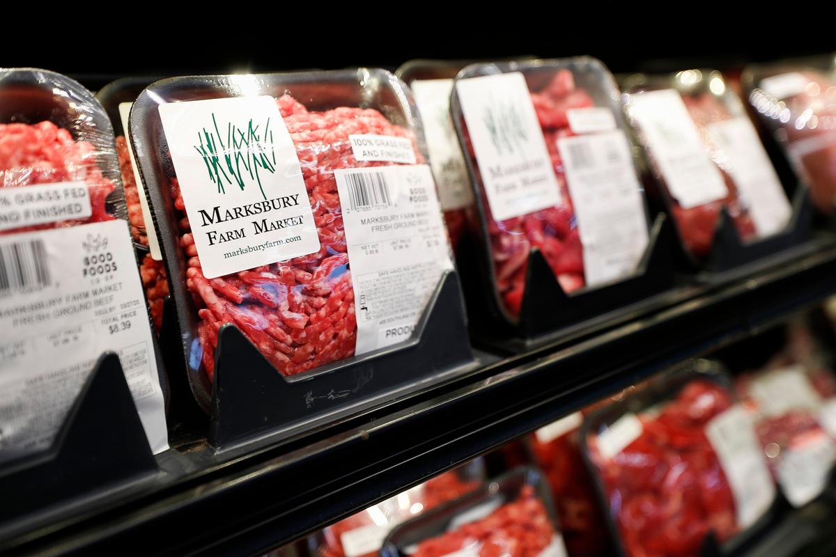 Beef from Marksbury Farm sits for sale at Good Foods Co-op in Lexington, Ky., Wednesday, March 25, 2020. Good Foods is able to keep shelves stocked with more fresh products due to their relationships with farms throughout Kentucky.