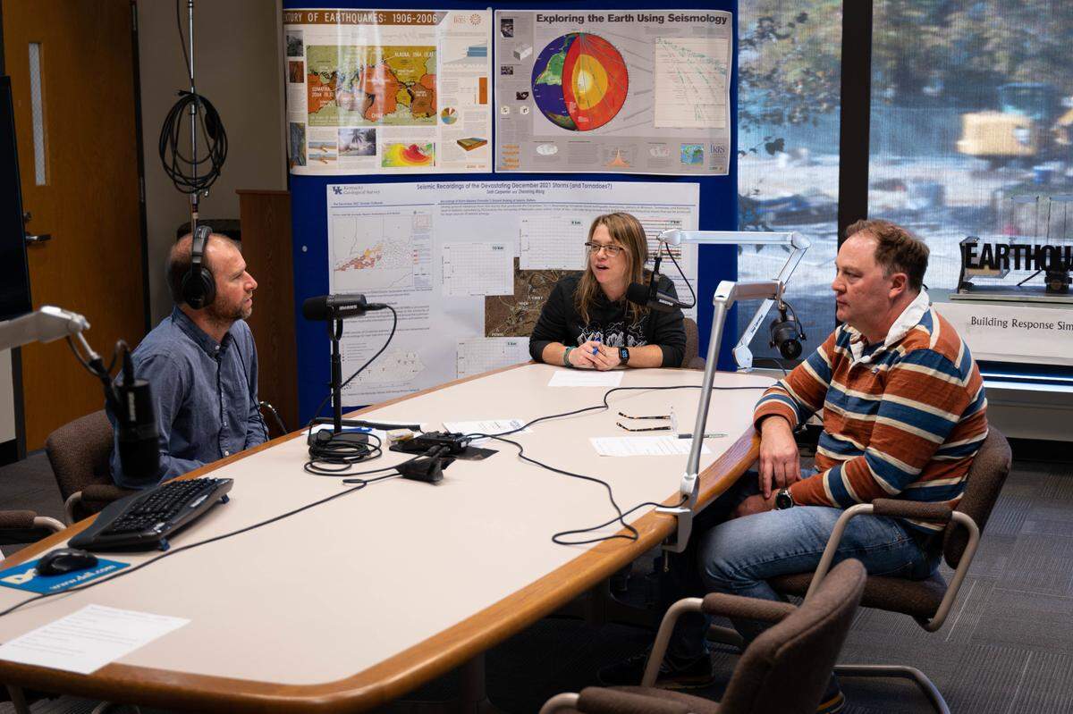 The hosts of the Kentucky Geological Survey’s “Big Blue Rock Pod” recorded an episode.