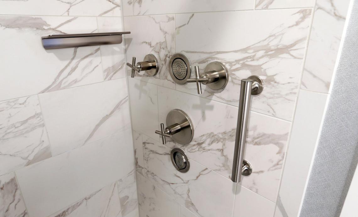 With the flick of a lever, travelers can turn on the two body sprays in the showers, designed to give you upper and lower back massage. Co-owner Bimal Patel said The Sire will have the best hotel showers in the city.