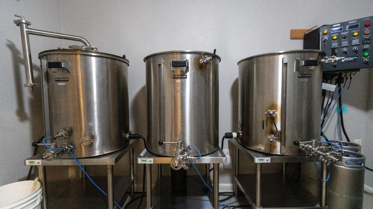 Multiple tanks used for brewing within Sterling MicroBrew brewery in Mt. Sterling. January 25, 2024.