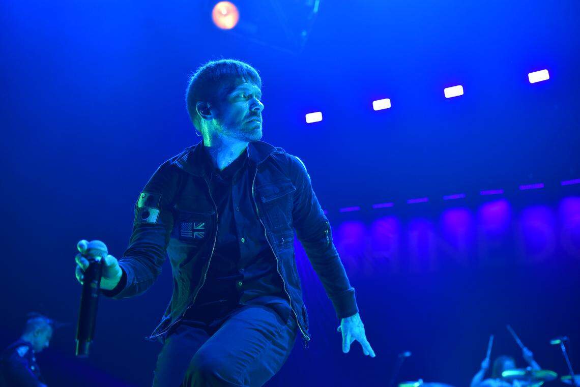Shinedown frontman Brent Smith in a theatrical set at Rupp Arena.