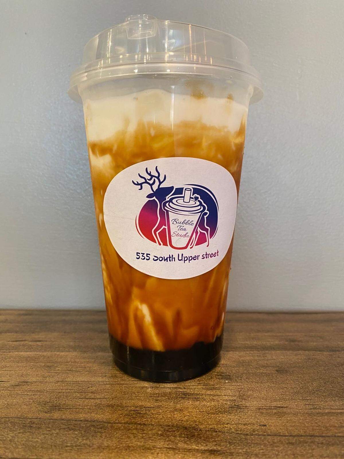 Bubble Tea Studio’s dirty boba tea. They have lots of different options.