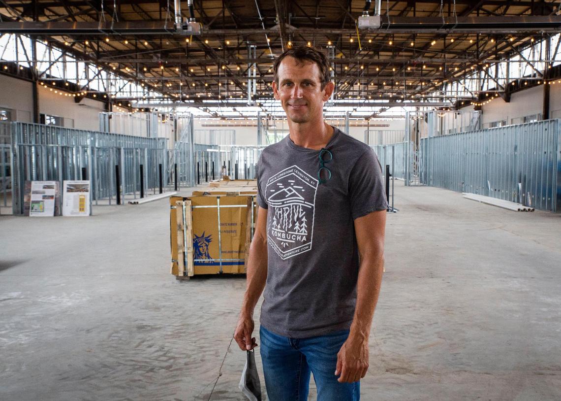Chad Needham, developer of the soon-to-open Julietta Market, photographed Sept. 11 in the old Greyline Station on the corner of Loudon and North Limestone.