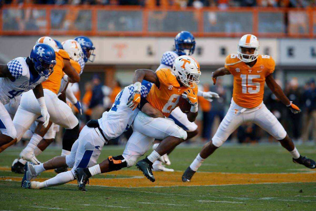 Tennessee running back Ty Chandler has run for 209 total yards in two prior career games vs. Kentucky.