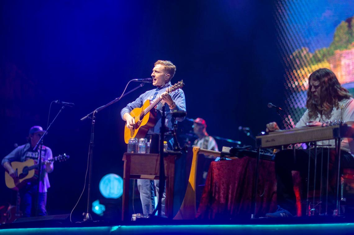 Tyler Childers performs at Kroger Field in Lexington, Ky., during his “On the Road” tour on Saturday, April 19, 2025.
