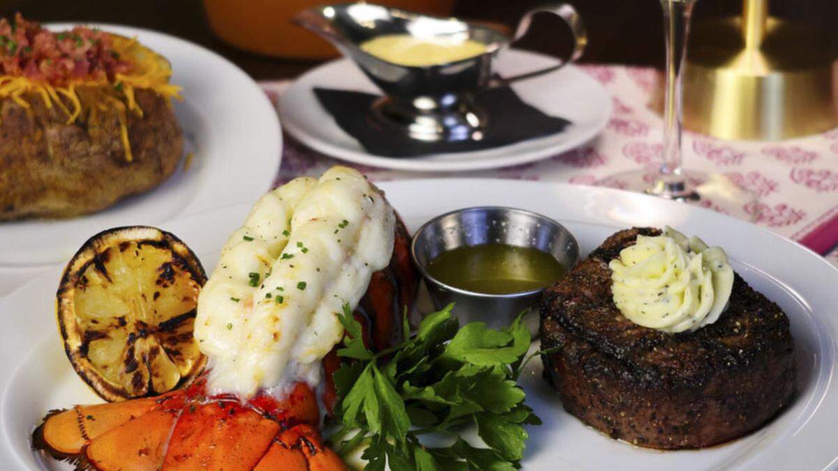 The filet imgnon & olbster tail at Carson’s Back Porch (6 oz. $68; 8 oz. $83) comes with choice of Caesar or chopped wedge salad and one side item. “We just want to be a little more competitive in the steak field as well. So we added more steaks and prime steaks,” said co-owner Mark Fichtner. 