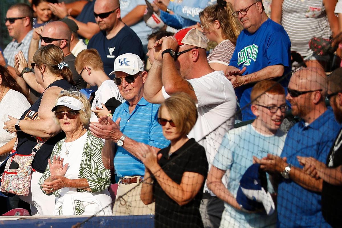 People applaud after the combined performance of “The Star-Spangled Banner” and “Lift Every Voice and Sing” June 26 at Lexington Legends Ballpark.