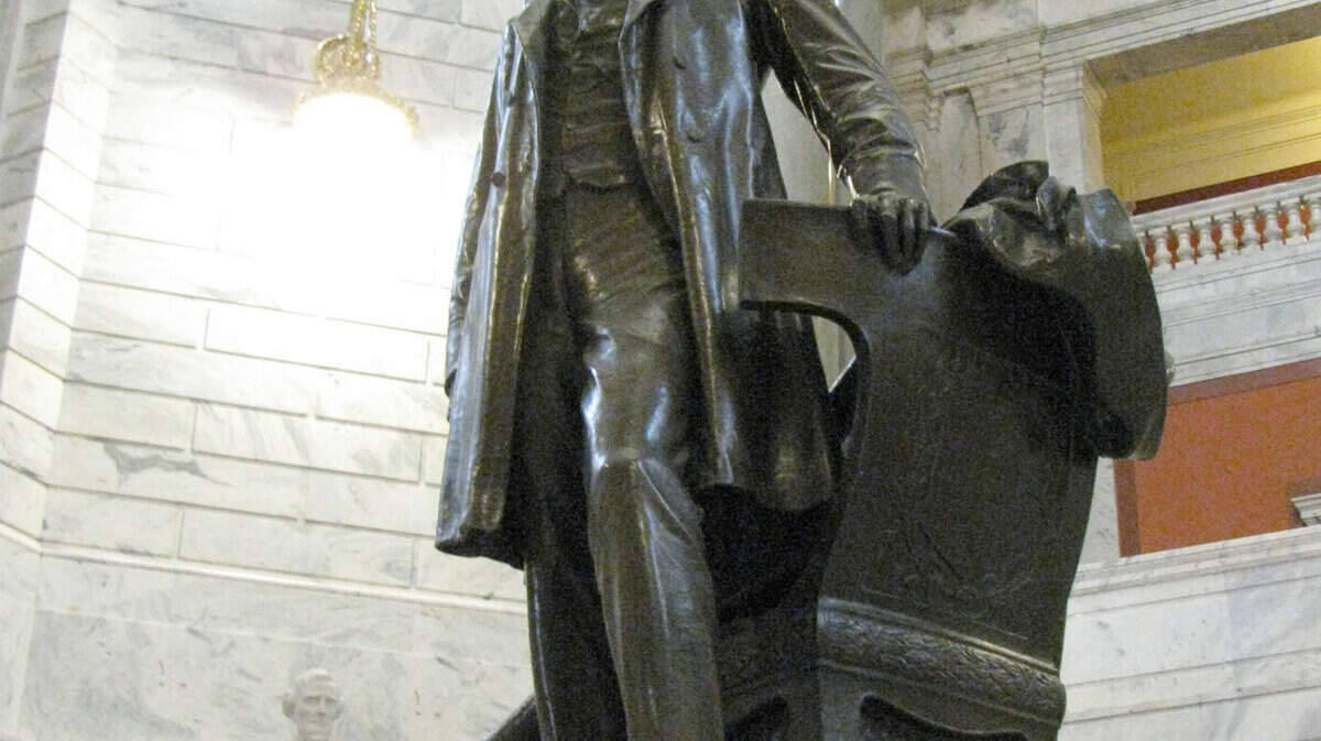 A statue of Abraham Lincoln stands in the rotunda of the Kentucky State Capitol in Frankfort.