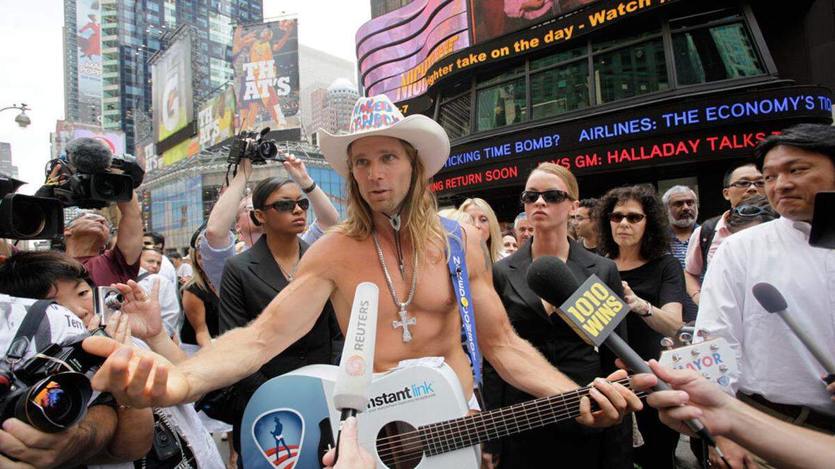 Robert Burck, also known as The Naked Cowboy