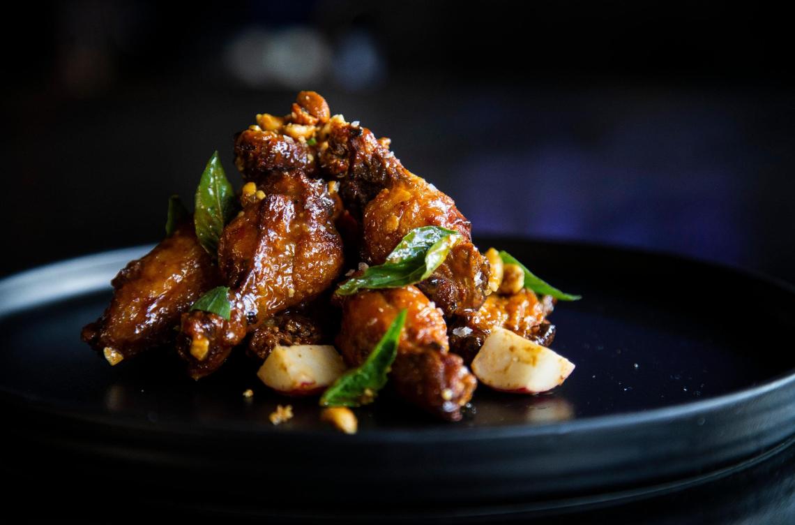 Chicken wings with a peanut sauce from ELIXIR Downtown Executive Chef Nicholas Fisherkeller.