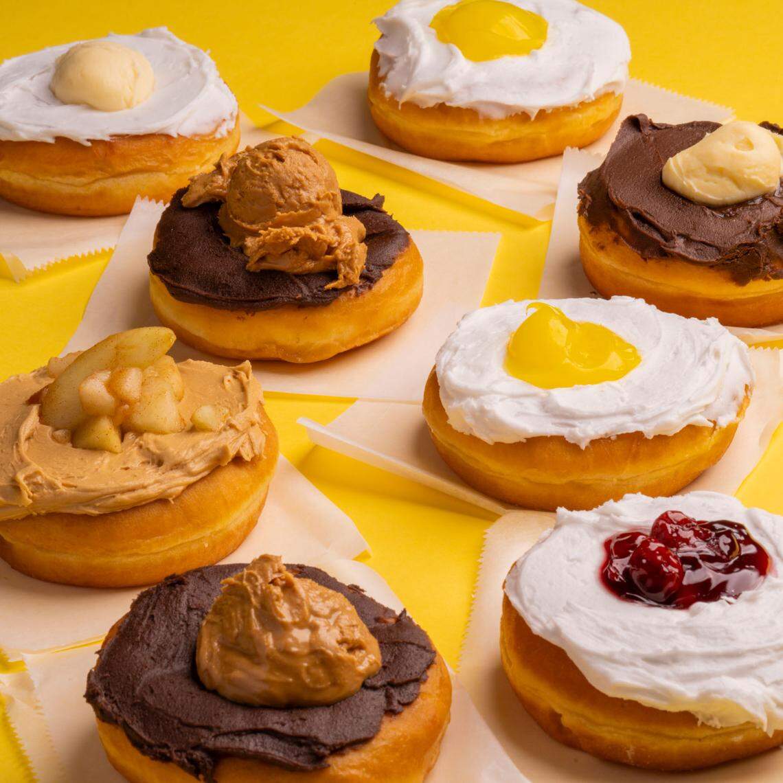 Jeff’s Donuts also has Honeymooners, which is an inside-out filled doughnut ​capped with a specialty toppings. All doughnuts are made on site.