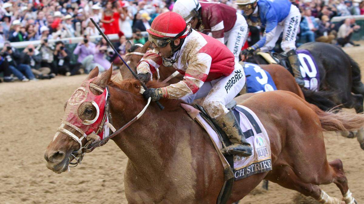 Rich Strike, with Sonny Leon aboard, was the Kentucky Derby winner but will be the third betting choice in Saturday’s Belmont Stakes.