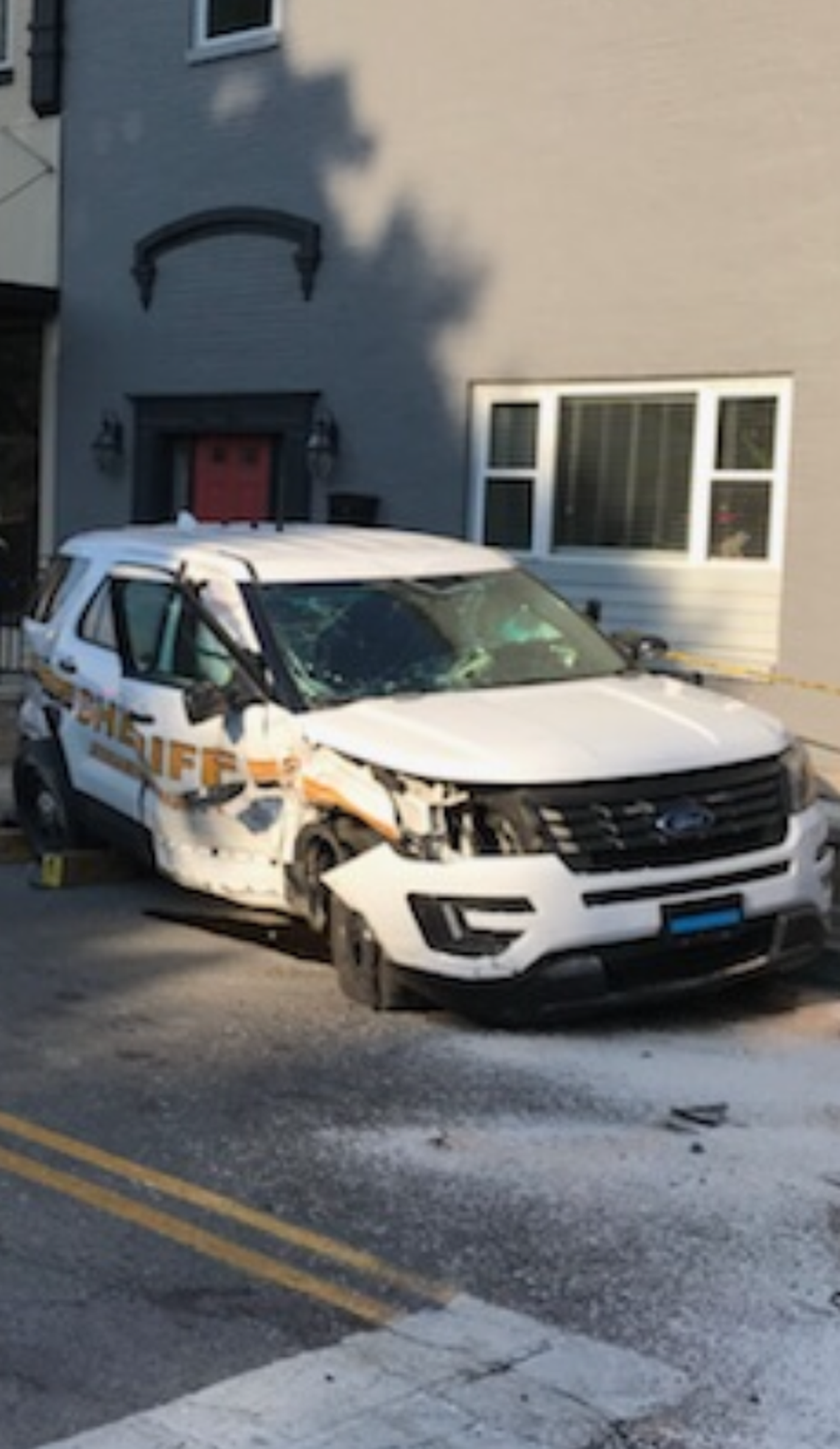 The deputy that was in the damaged cruiser is reported to be OK, the Jessamine County Sheriff’s Department said.
