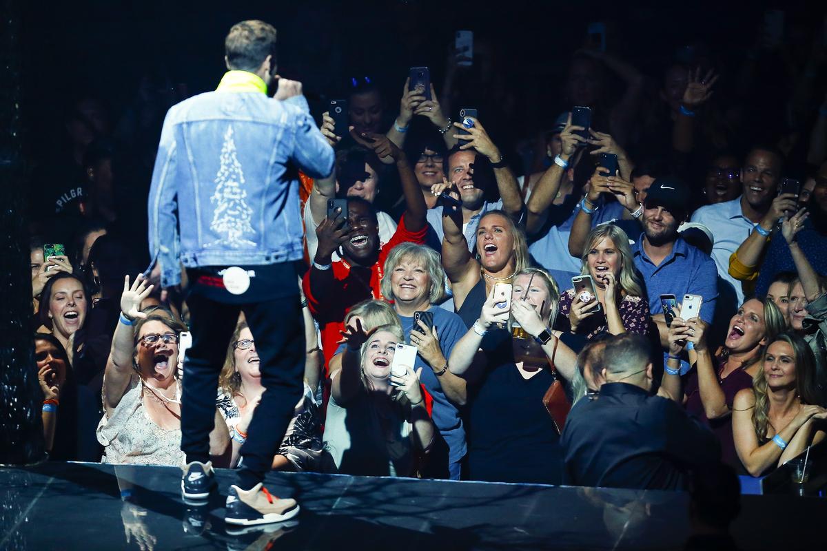 Justin Timberlake plays to fans during the Man of the Woods tour Wednesday at Rupp Arena in Lexington.