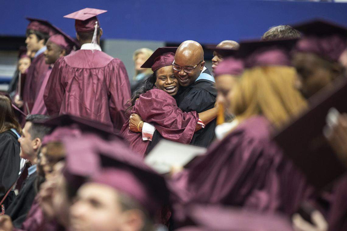 The Tates Creek High School Class of 2019 celebrates during the school’s commencement ceremony at Rupp Arena on Monday, June 3, 2019.